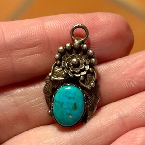 Vintage Navajo Sterling Silver Turquoise Pendant – RL Hallmark